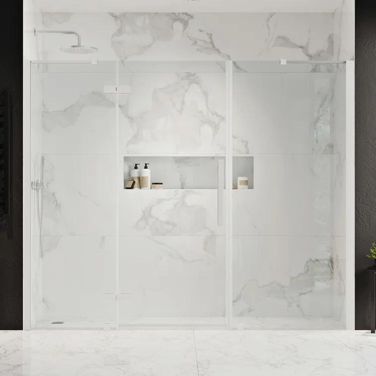 Endless Tampa 87" W x 72" H Alcove Frameless Shower Kit, Door, 2 Panel