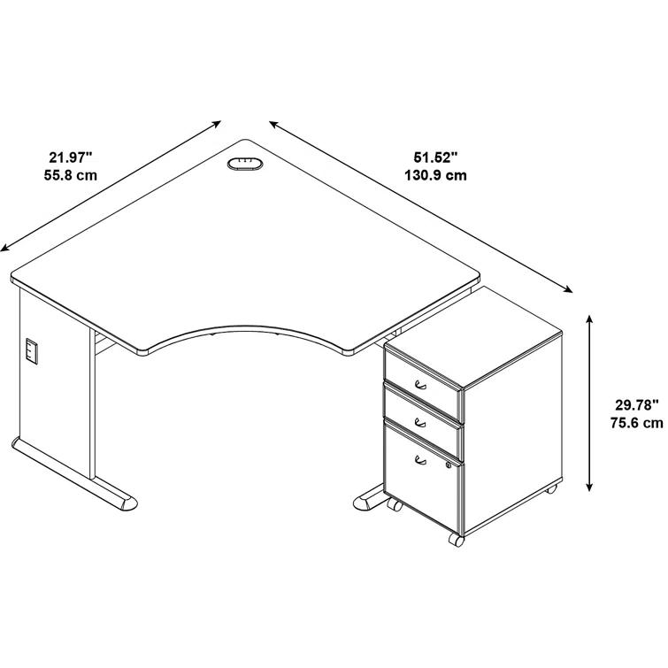 Series A L-Shape Executive Desk with 3 Drawer Mobile Pedestal