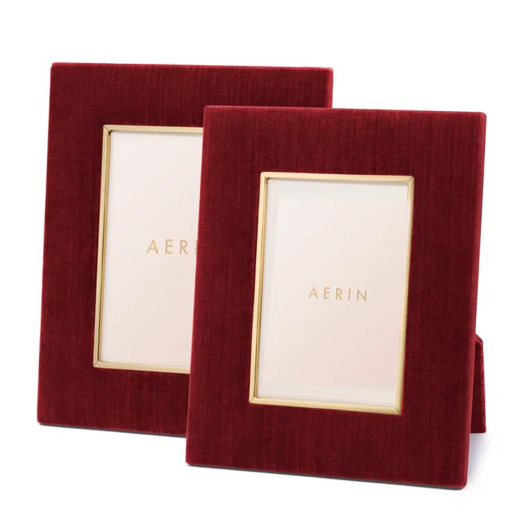 AERIN Valentina Matte Velvet Picture Frame in Cinnabar | Wayfair