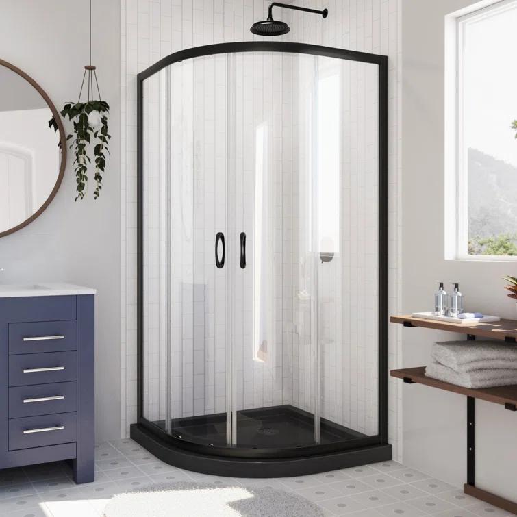 Prime 38" W x 38" D x 74.75" H Semi-Frameless Round Shower Enclosure with Base Included