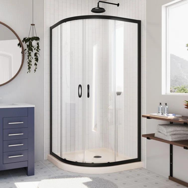 Prime 38" W x 38" D x 74.75" H Semi-Frameless Round Shower Enclosure with Base Included