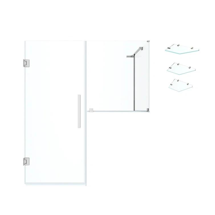 Ove Decors Endless Tampa-Pro 47" W x 72" H Buttress Corner Shower Kit, Door, Panel, Shelves TP0194201
