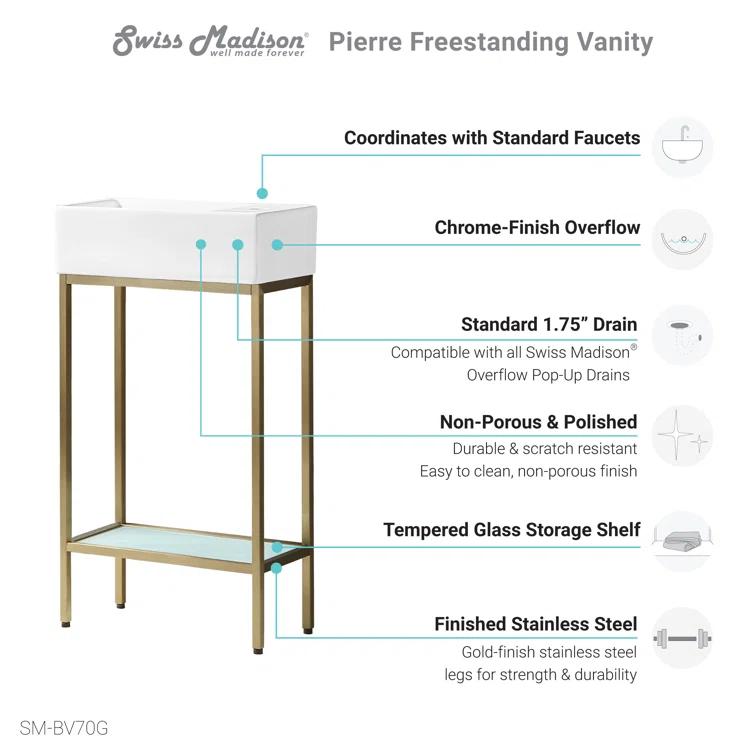 Pierre 19.5 Single, Freestanding, Open Shelf, Frame Bathroom Vanity