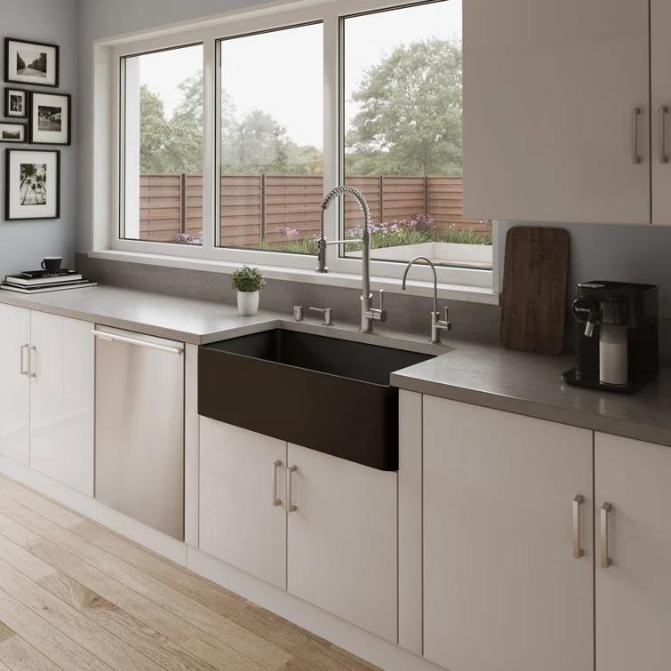 Alfi Brand 36'' L Farmhouse / Apron Single Bowl Fireclay Kitchen Sink ABF3618-BM