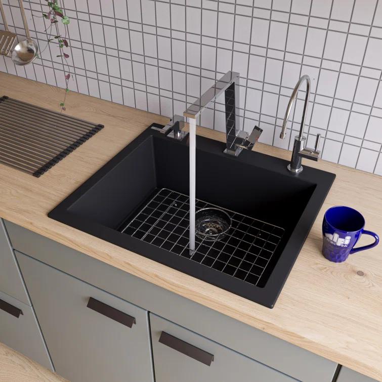 23.63'' L Drop-In Single Bowl Granite Kitchen Sink