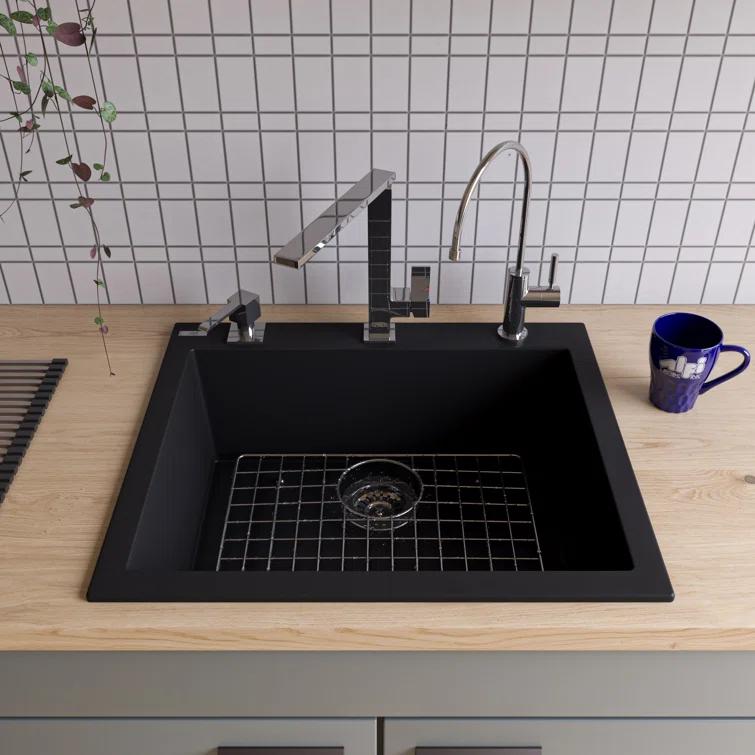 23.63'' L Drop-In Single Bowl Granite Kitchen Sink