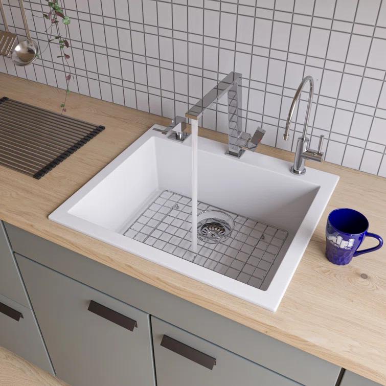 23.63'' L Drop-In Single Bowl Granite Kitchen Sink