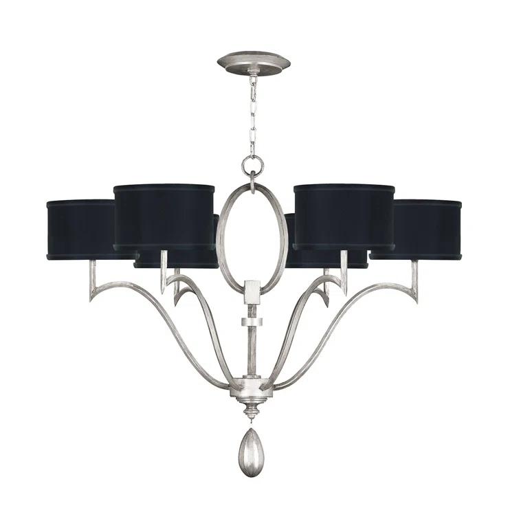 Allegretto 39" Black and Silver Leaf Drum Chandelier
