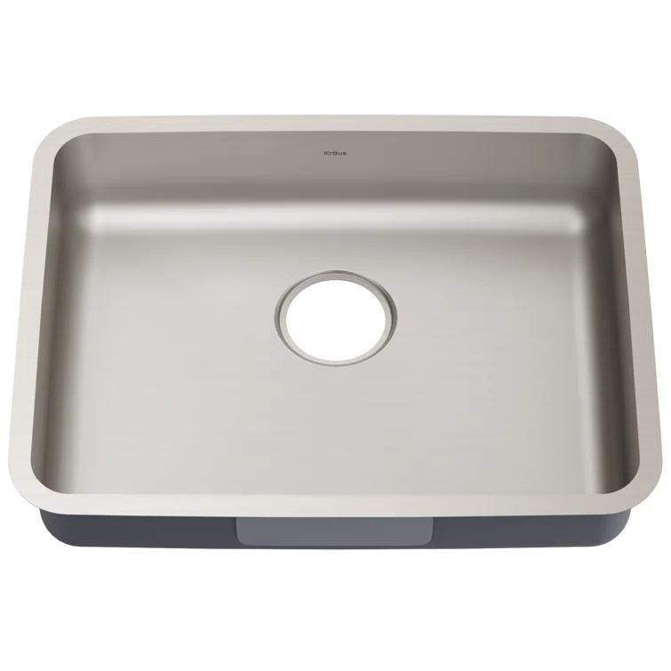 Kraus KA1AS25B Dex™️ Series KRAUS 25" L Undermount 16 Gauge Stainless Steel Single Bowl ADA Kitchen Sink