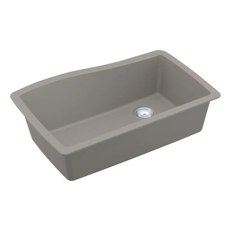 Karran Karran Quartz Composite 33-1/2'' X 21'' Single Bowl Undermount Kitchen Sink Kit QU-722-BR-PK1