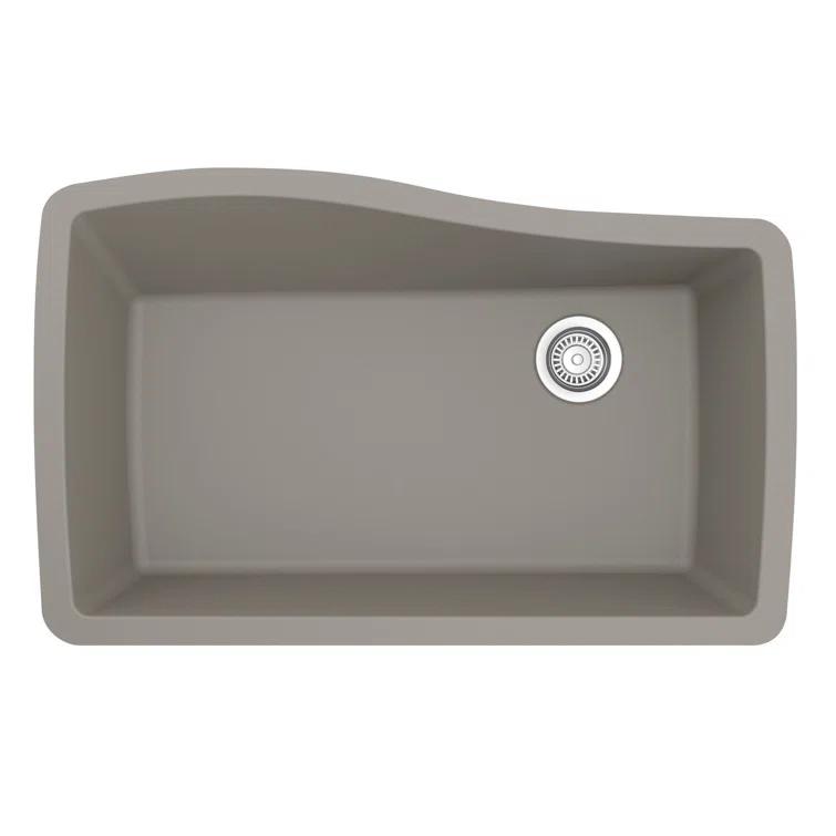 Karran Karran Quartz Composite 33-1/2'' X 21'' Single Bowl Undermount Kitchen Sink Kit QU-722-BR-PK1