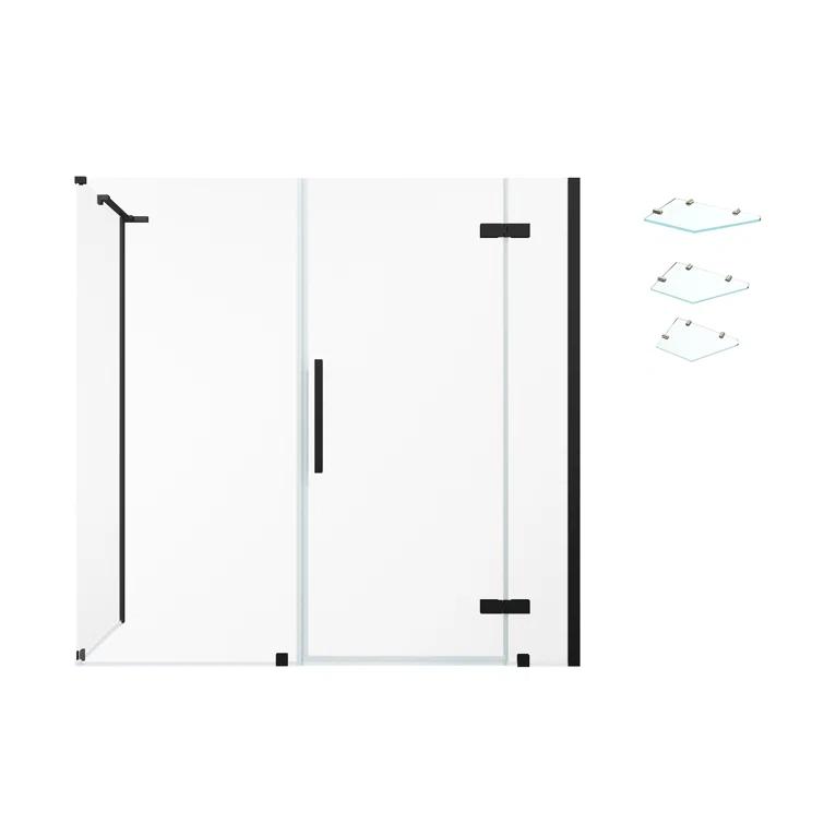 Endless Tampa 70" W x 72" H Corner Frameless Shower Kit, Door, 2 Panel, Shelves
