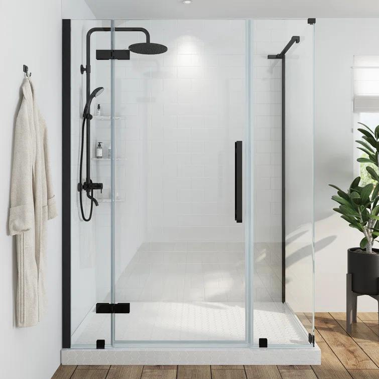 Ove Decors Endless Tampa 56" W x 72" H Corner Frameless Shower Kit, Door, 2 Panel, Shelves TA1451401