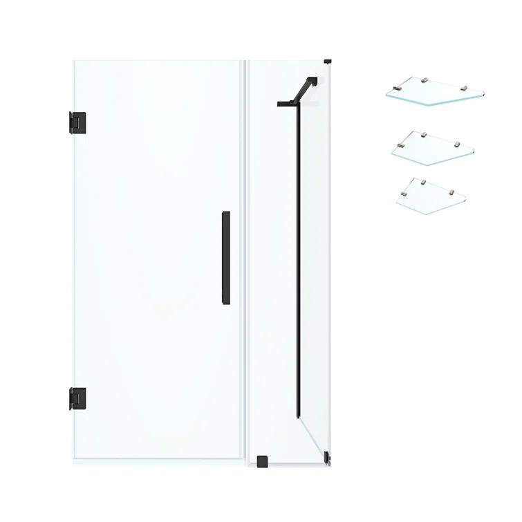 Endless Tampa-Pro 35" W x 72" H Corner Frameless Shower Kit, Door, Panel, Shelves