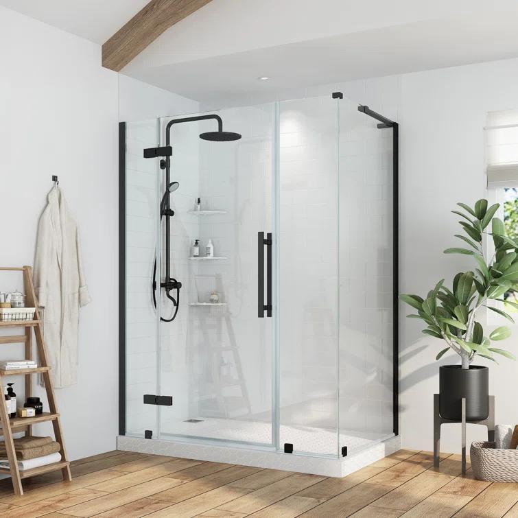 Ove Decors Endless Tampa 56" W x 72" H Corner Frameless Shower Kit, Door, 2 Panel, Shelves TA1451401