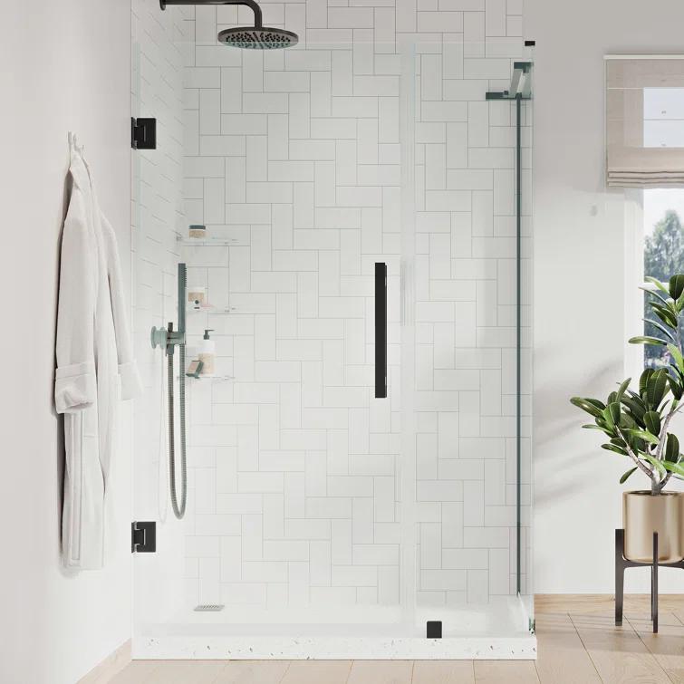 Endless Tampa-Pro 35" W x 72" H Corner Frameless Shower Kit, Door, Panel, Shelves