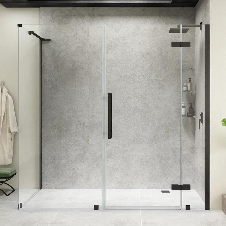 Endless Tampa 70" W x 72" H Corner Frameless Shower Kit, Door, 2 Panel, Shelves