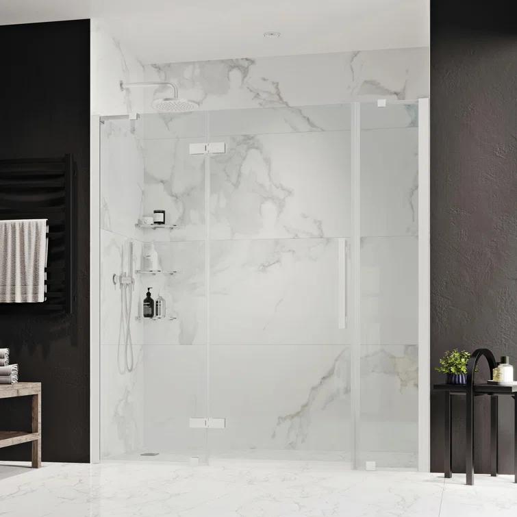Endless Tampa 72" W x 72" H Alcove Frameless Shower Kit, Door, 2 Panel, Shelves