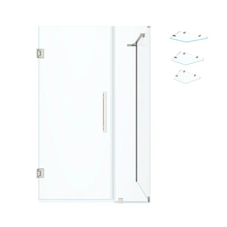Endless Tampa-Pro 35" W x 72" H Corner Frameless Shower Kit, Door, Panel, Shelves