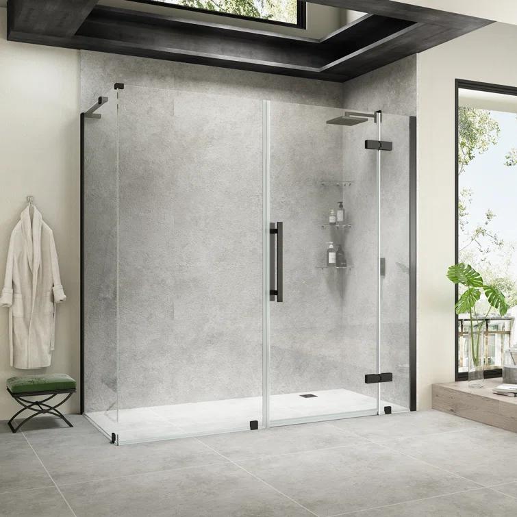 Endless Tampa 70" W x 72" H Corner Frameless Shower Kit, Door, 2 Panel, Shelves