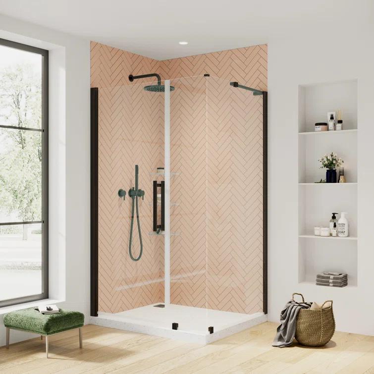 Endless Pasadena 40" W x 72" H Corner Frameless Shower Kit, Door, Panel, Shelves