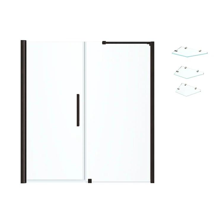 Endless Pasadena 62" W x 72" H Alcove Frameless Shower Kit, Door, Panel, Shelves