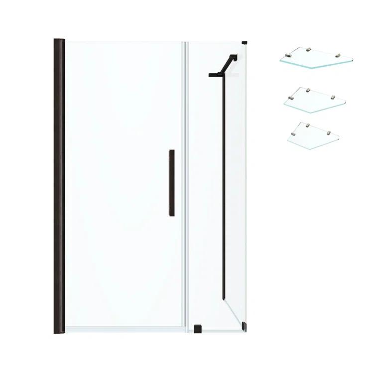 Endless Pasadena 40" W x 72" H Corner Frameless Shower Kit, Door, Panel, Shelves