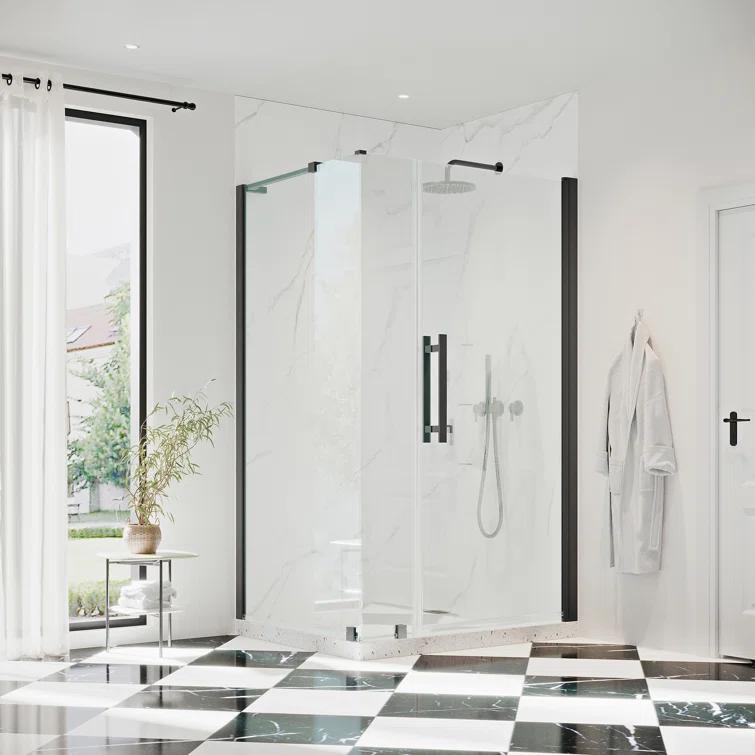 Endless Pasadena 36" W x 72" H Corner Frameless Shower Kit, Door, Panel, Shelves
