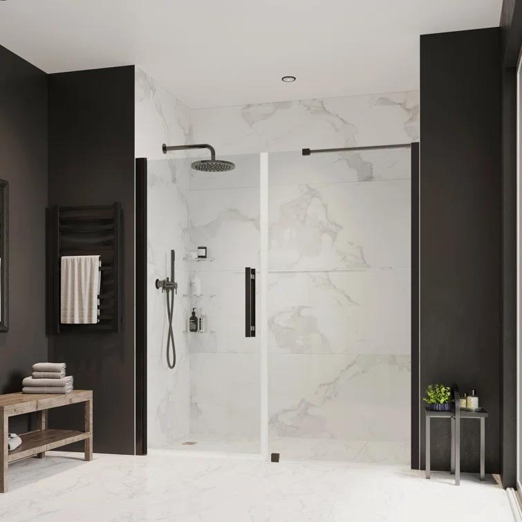 Endless Pasadena 62" W x 72" H Alcove Frameless Shower Kit, Door, Panel, Shelves