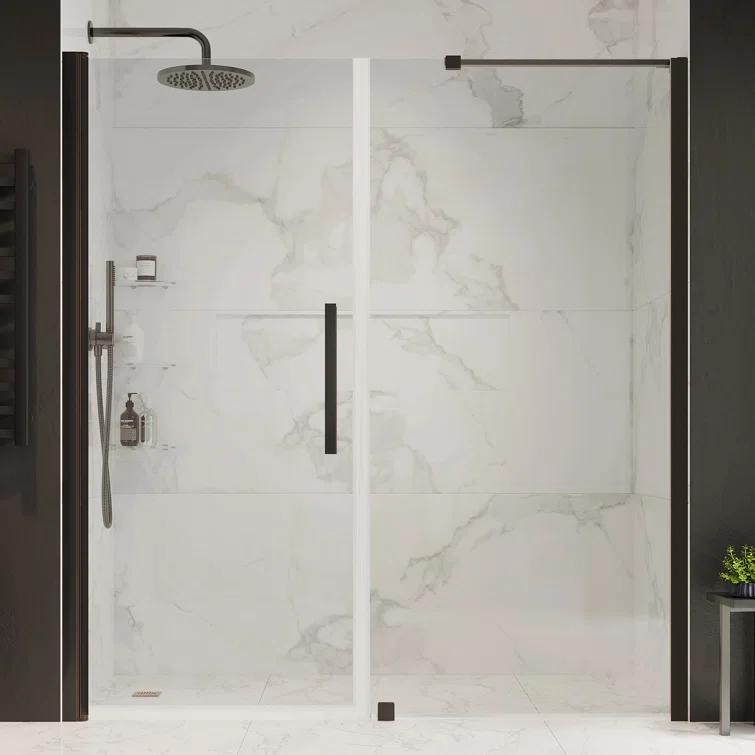 Endless Pasadena 62" W x 72" H Alcove Frameless Shower Kit, Door, Panel, Shelves