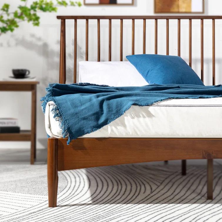 Rashay Mid-Century Modern Solid Wood Spindle Platform Bed