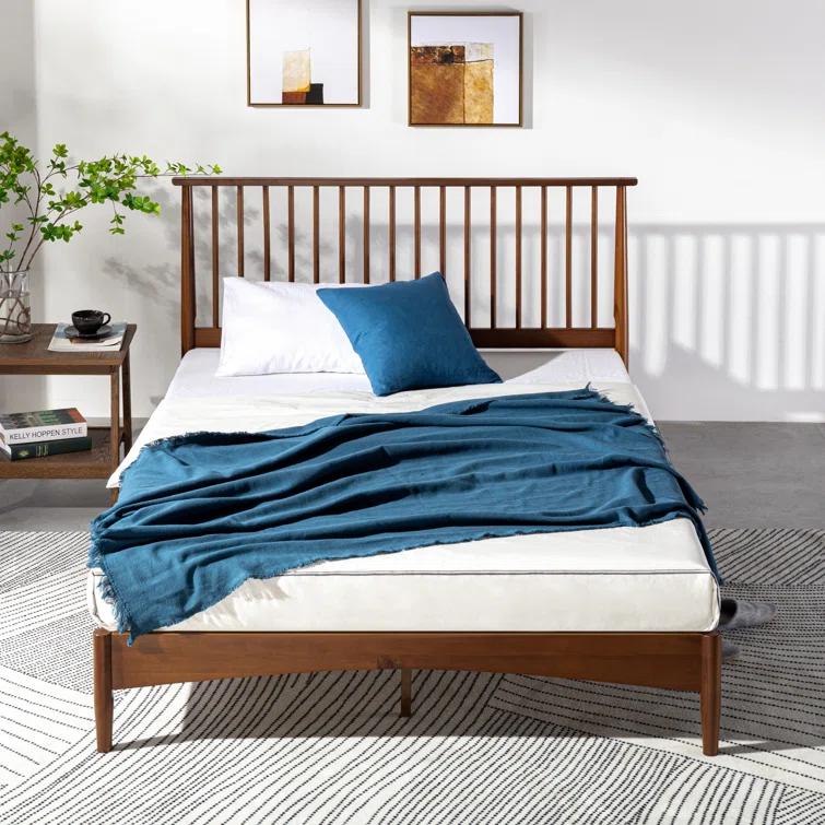 Rashay Mid-Century Modern Solid Wood Spindle Platform Bed
