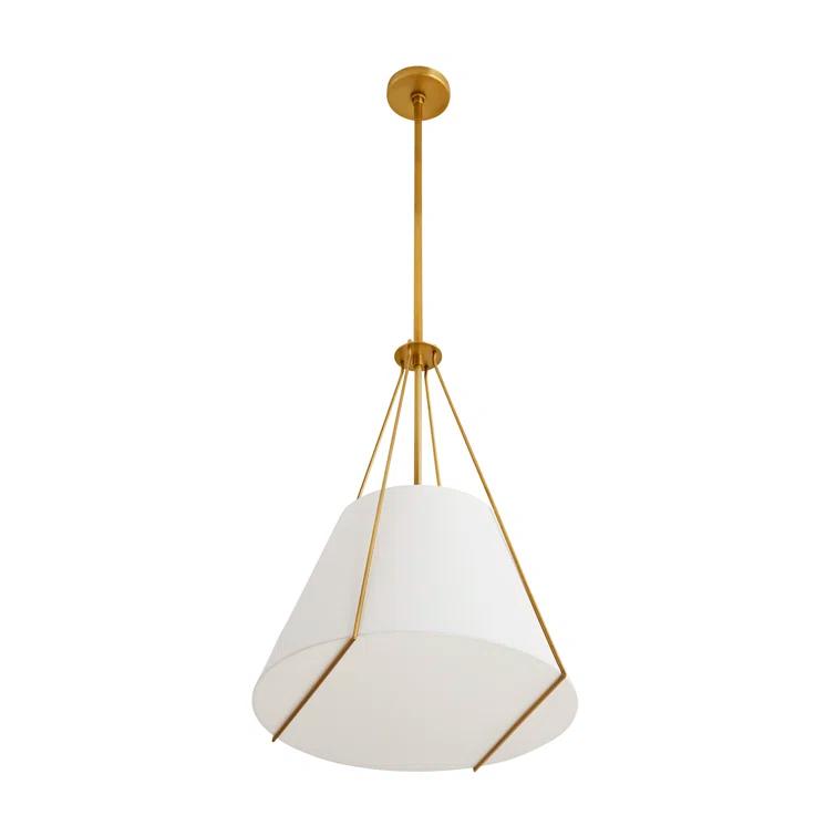 Eloise 27" Antique Brass Drum Pendant with White Shade