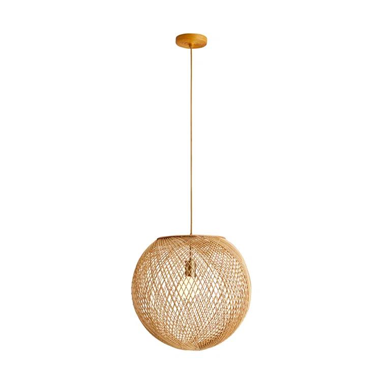 Indiana Antique Brass and Rattan Globe Pendant Light