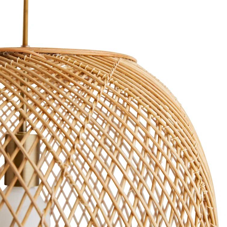 Indiana Antique Brass and Rattan Globe Pendant Light