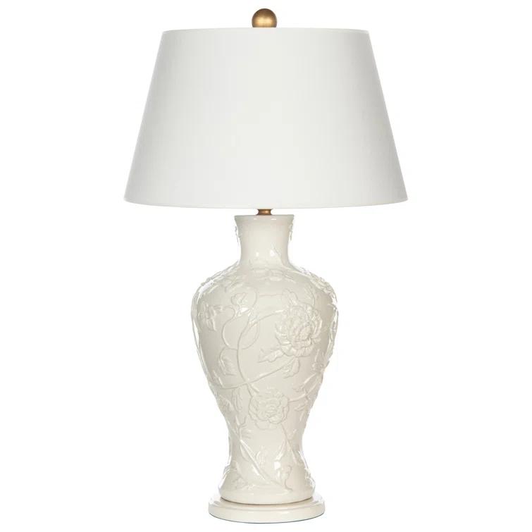 Bradburn Home Crysanthemum Blanc Ceramic Table Lamp