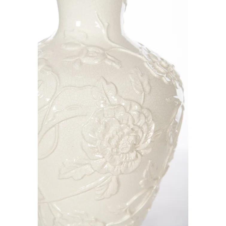 Bradburn Home Crysanthemum Blanc Ceramic Table Lamp