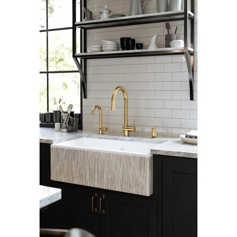 Shaker 33" Single Bowl Farmhouse Apron Front Fireclay Kitchen Sink