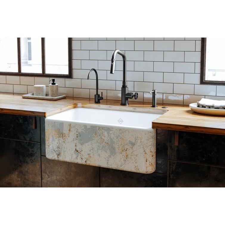 Shaws 30" Single Bowl Farmhouse Apron Front Fireclay Kitchen Sink
