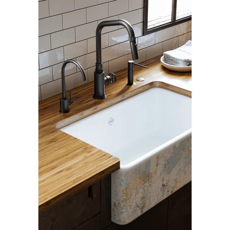 Shaws 30" Single Bowl Farmhouse Apron Front Fireclay Kitchen Sink