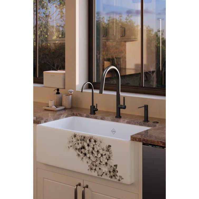 Shaker 33" Single Bowl Farmhouse Apron Front Fireclay Kitchen Sink