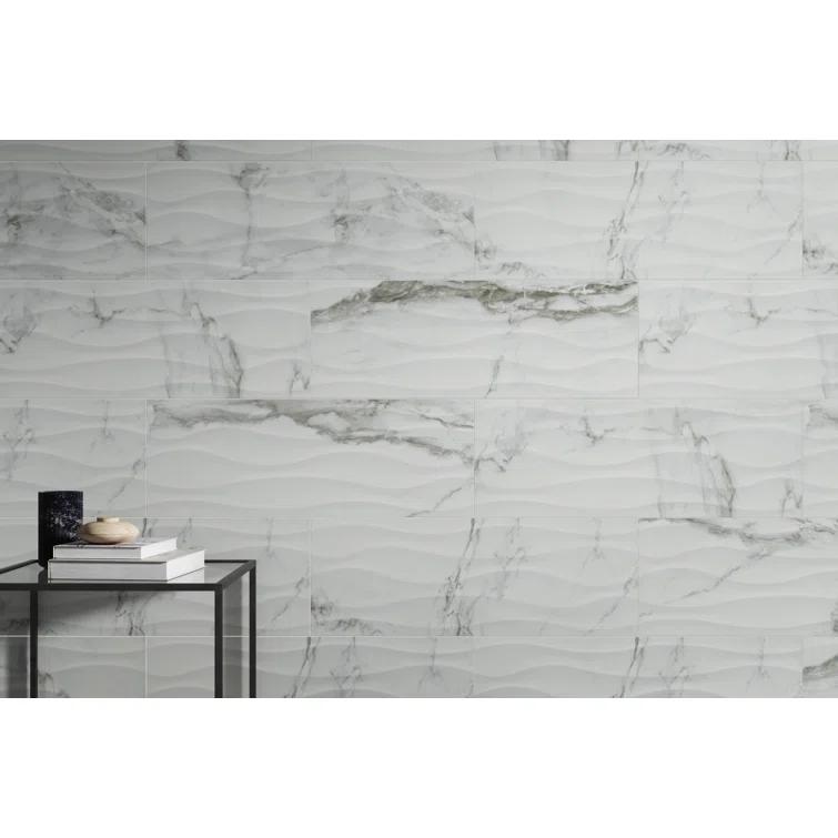 Emser Tile Sculpture Wav Venato 13 in. x 36 in. Glossy Ceramic Wall Tile (12.93 sq. ft./Case)