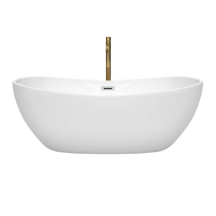 Rebecca 65'' x 32'' Freestanding Soaking Acrylic Bathtub with Faucet
