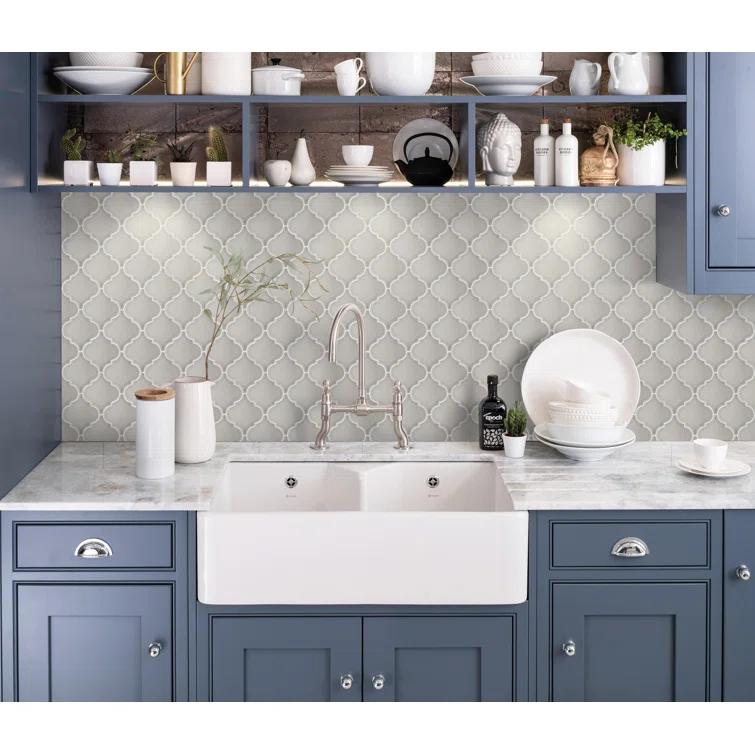 Morocco™ 10" x 11" Beveled Ceramic Arabesque Mosaic Wall Tile