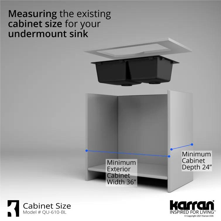 Karran Undermount Quartz Composite 32'' X 21'' 60/40 Double Bowl Kitchen Sink