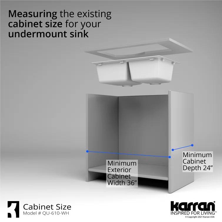 Karran Undermount Quartz Composite 32'' X 21'' 60/40 Double Bowl Kitchen Sink