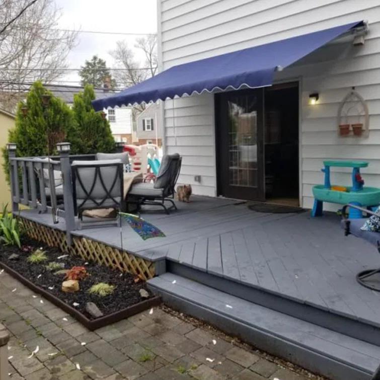 Motorized Retractable White Frame Patio Awning