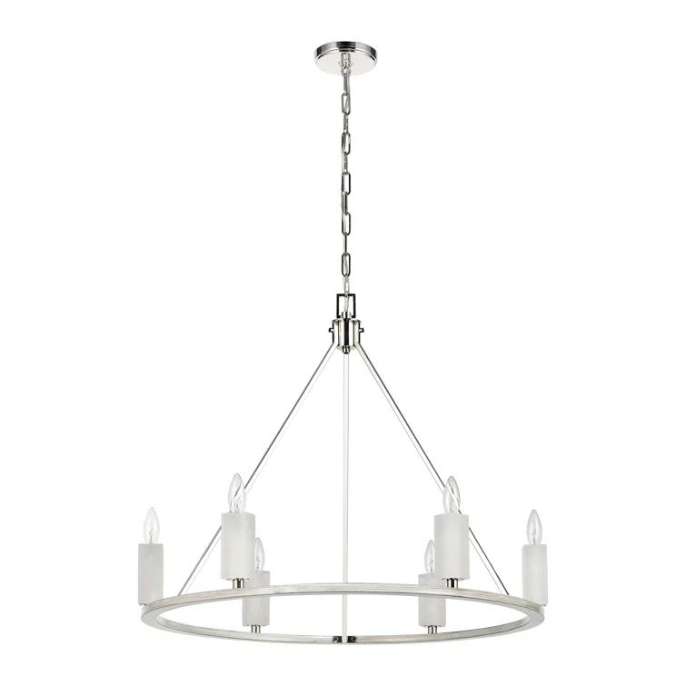 Alwitt 6 - Light Dimmable Wagon Wheel Chandelier