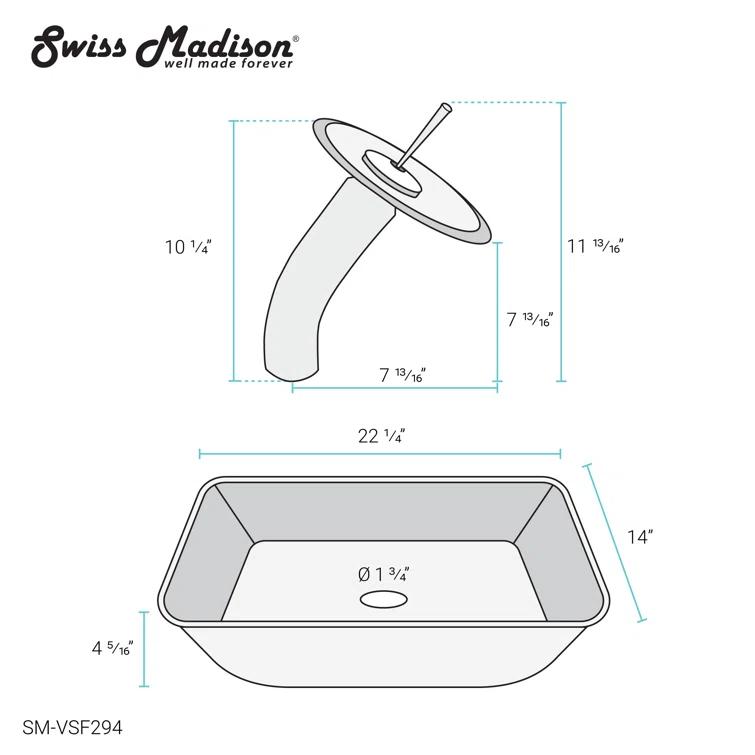 Cascade Rectangular Glass Vessel Sink with Faucet