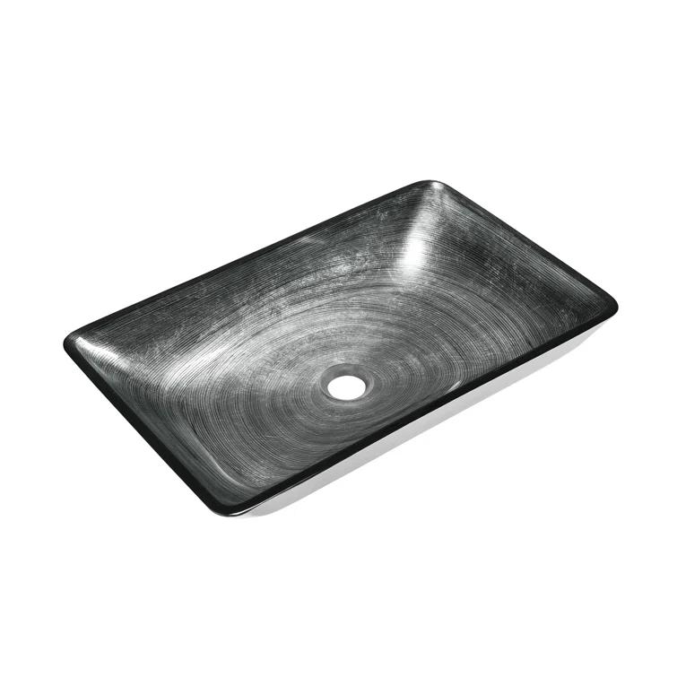 Cascade Rectangular Glass Vessel Sink with Faucet